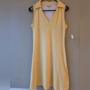 Yellow Floral Sleeveless Collared Dress